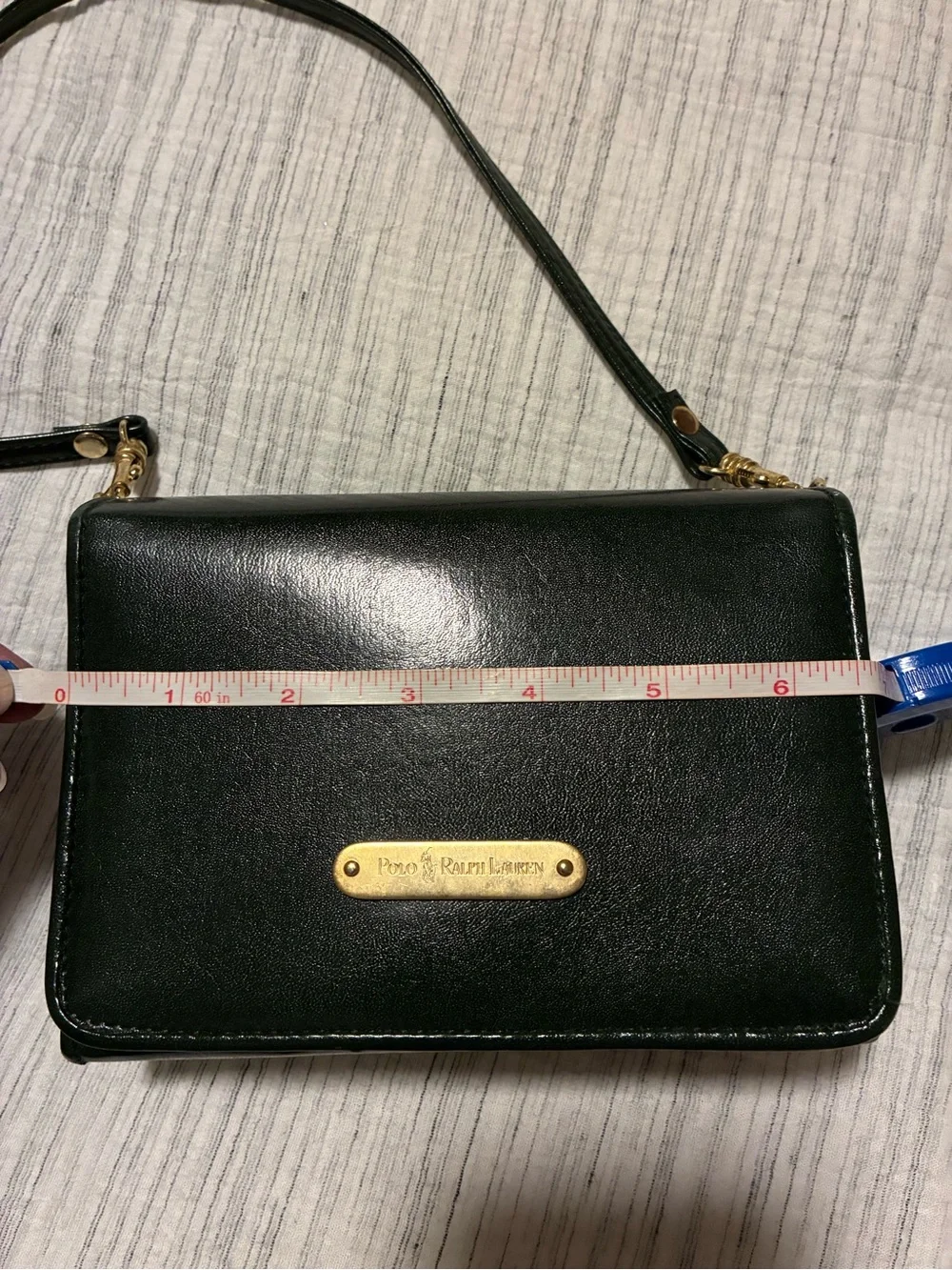 Vintage Polo Ralph Lauren Green Leather Crossbody Bag Purse